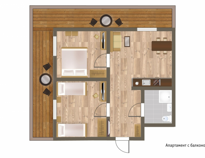 Апартаменты с балконом - ГК «Поляна 1389 Отель и СПА»